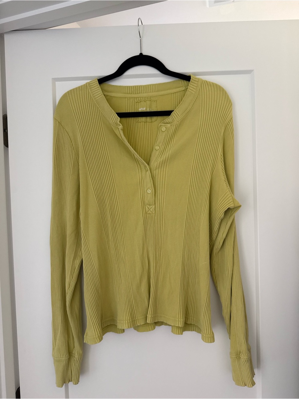 aerie Olive Green Ribbed Long-Sleeve Henley